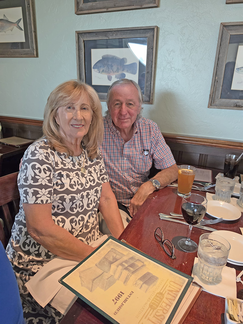 Patti and Mark Stephens seated together at University Grill
