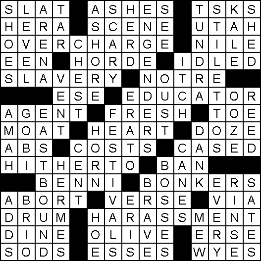Completed grid showing the September 2026 crossword solution