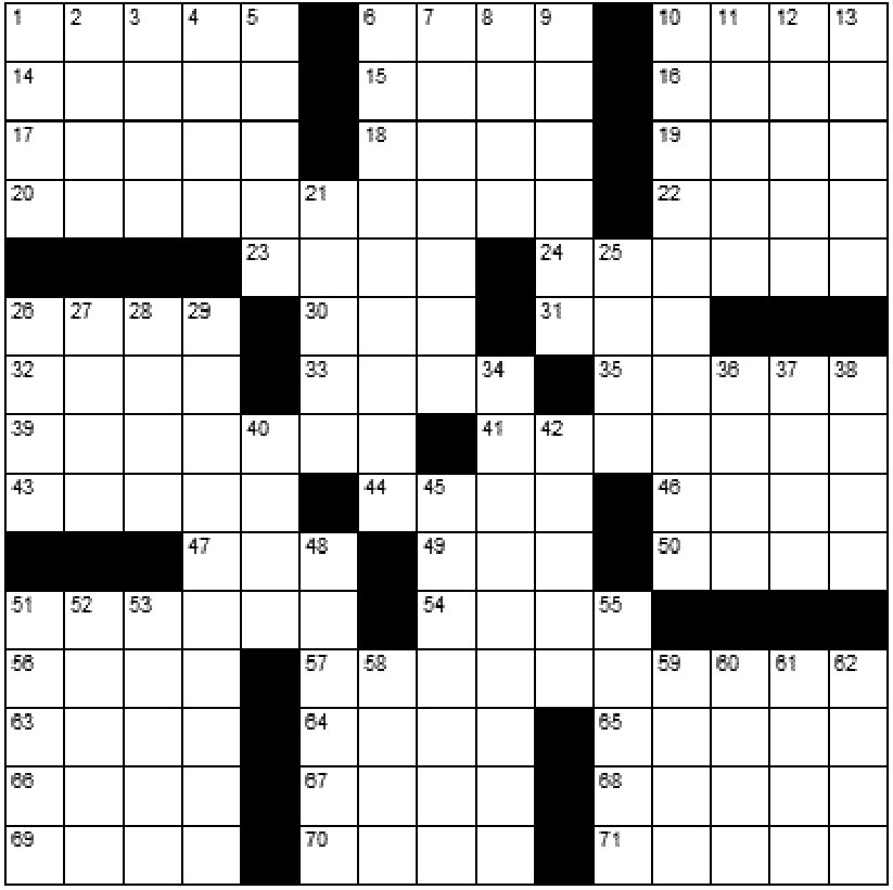 November 2026 crossword puzzle grid